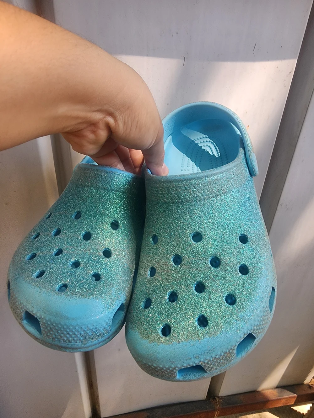 Crocs Glitter Sparkling Blue Size J3